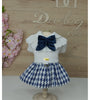 VESTIDO MALHA JACQUARD/SAIA PIED AZUL/BRANCA