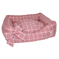 Cama Retangular Pata Chic Grid - Rosa