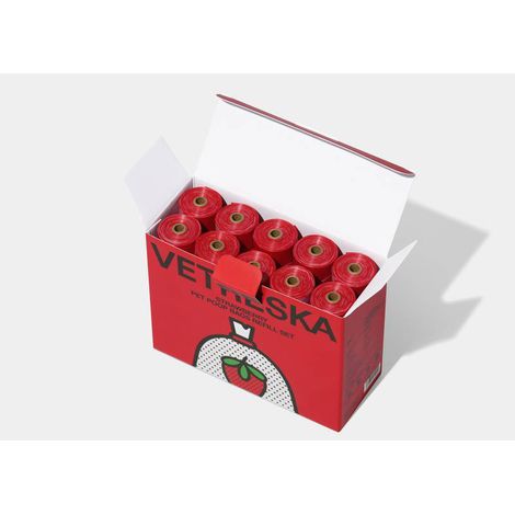 VETRESKA PET POOP BAGS REFILL SET (12 ROLLS)
