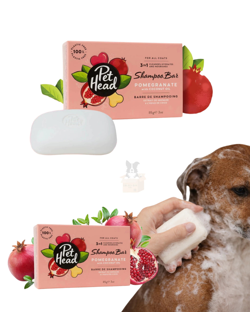 Shampoo 3 em 1 em Barra Pet Head Romã com Óleo de Coco