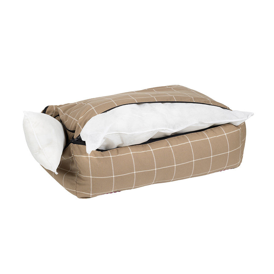 Cama Retangular Confort Xadrez Caqui