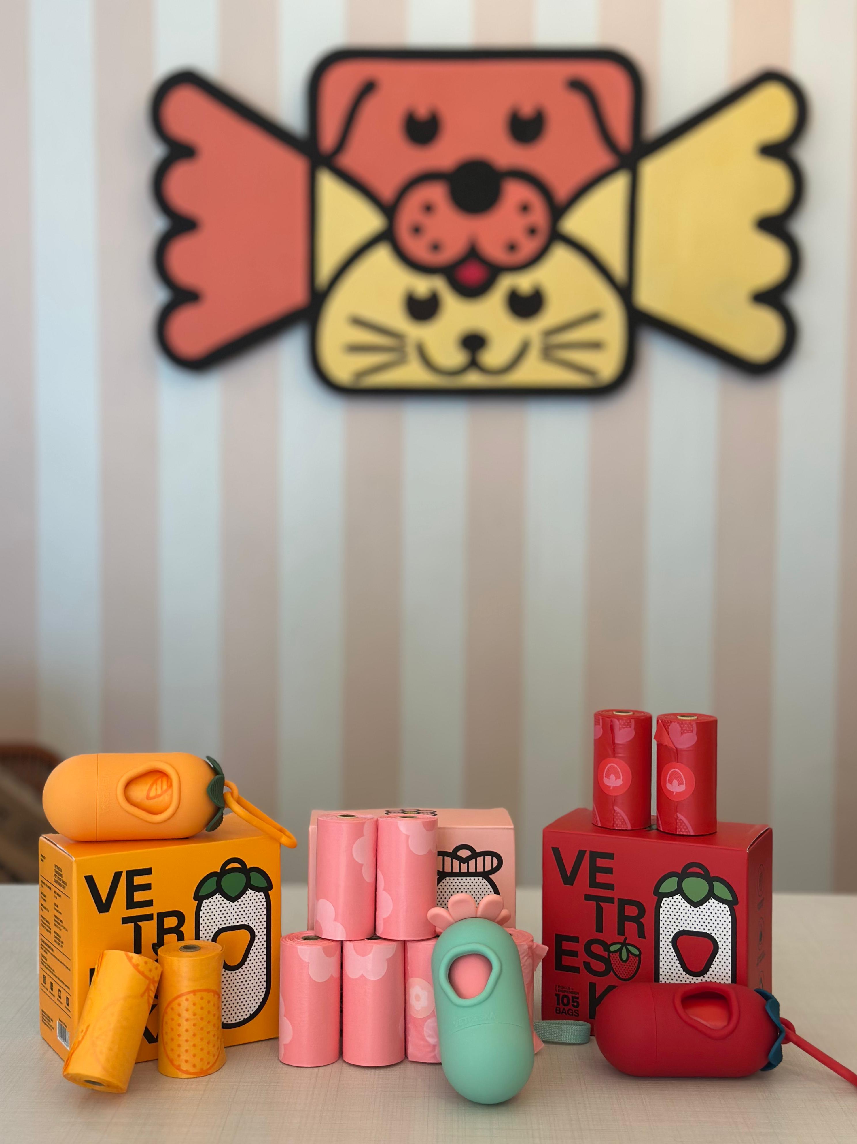 Conjunto Cata Caca Dispenser e Sacos (1 dispenser + 7 rolos) Vetreska