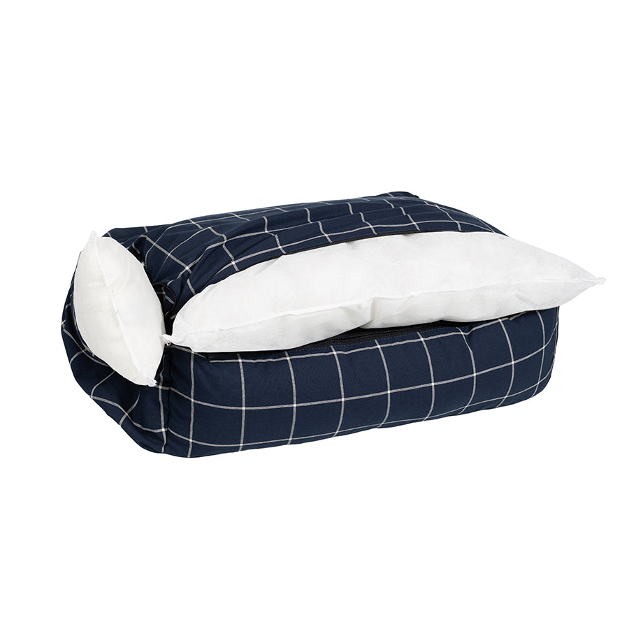 Cama Retangular Confort Xadrez Marinho