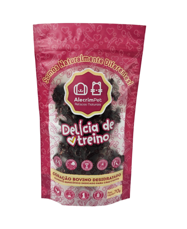 Petisco Natural para Cães e Gatos - Delícia de Treino (Coração Bovino Desidratado)