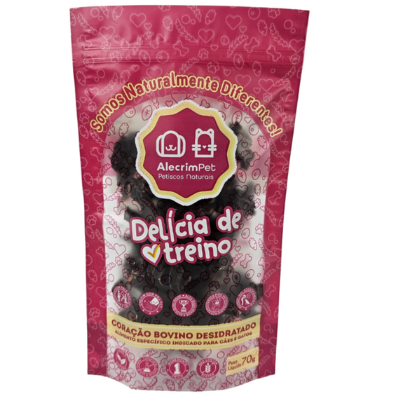 Petisco Natural para Cães e Gatos - Delícia de Treino (Coração Bovino Desidratado)
