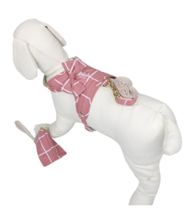 PEITORAL GUIA E BOLSINHA PATA CHIC GRID - ROSA