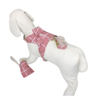 PEITORAL GUIA E BOLSINHA PATA CHIC GRID - ROSA