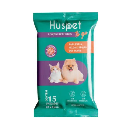 Lenço Umedecido To Go Huspet 15 Unidades 20x15 Cm