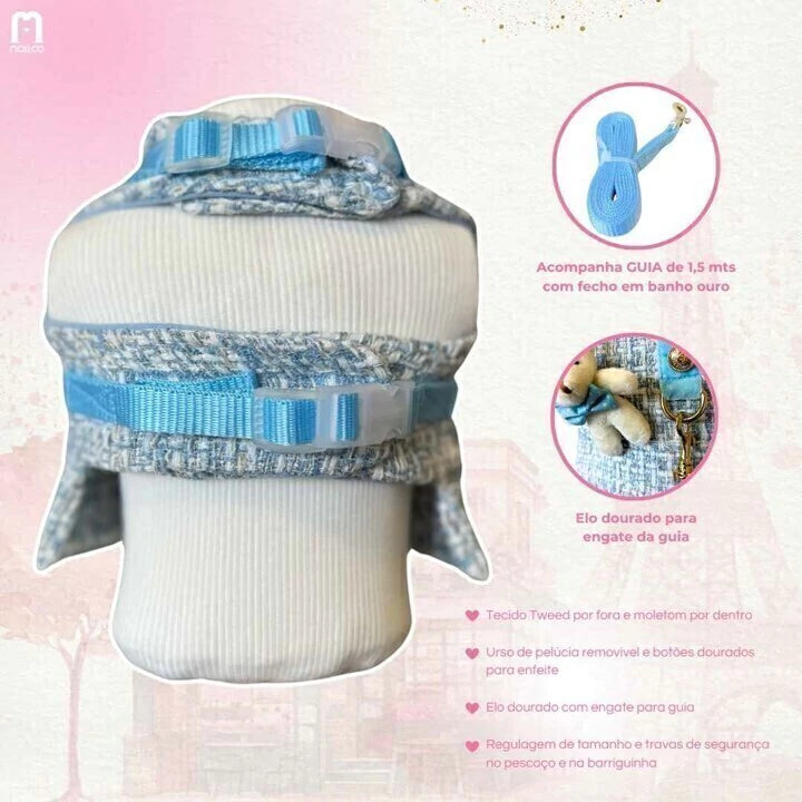 PEITORAL TWEED AZUL BEBÊ