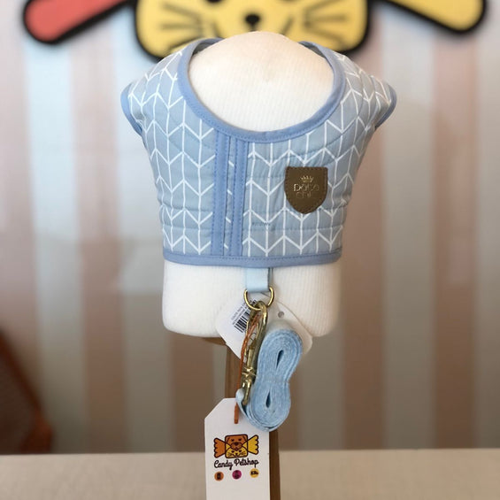 Colete Peitoral e Guia Pata Chic - Monochrome Azul