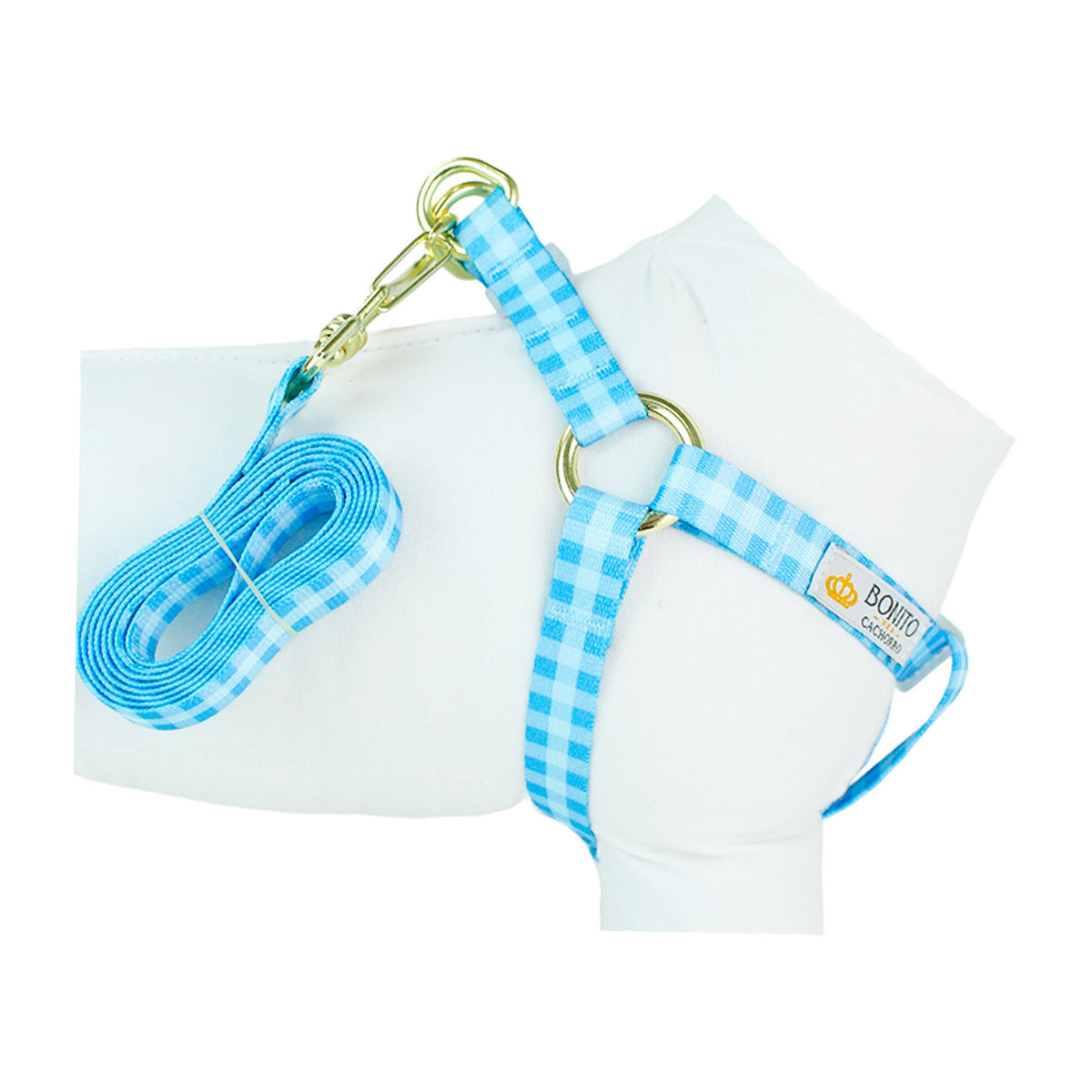 Peitoral Americano Seda Estampado Xadrez Azul