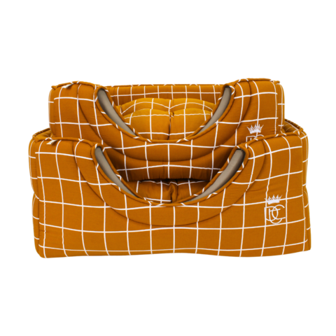 Toca Retangular em Tecido Pata Chic Grid - Ocre