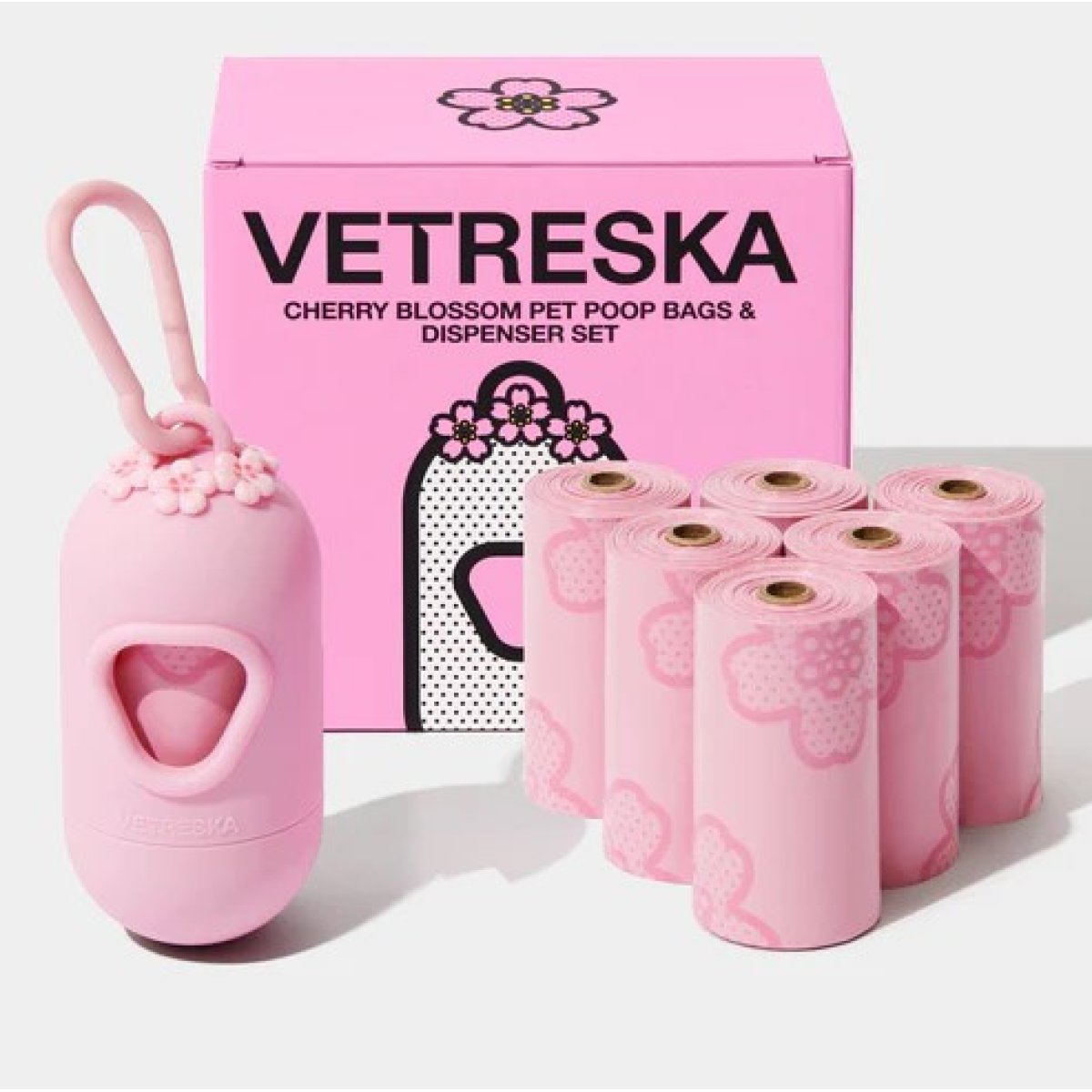 Conjunto Cata Caca Dispenser e Sacos (1 dispenser + 7 rolos) Vetreska