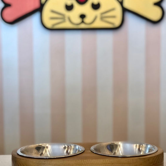 Comedouro Duplo em Madeira