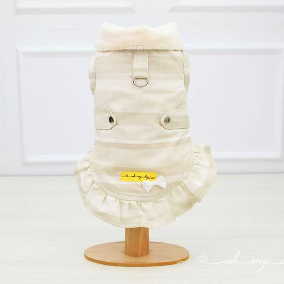 Casaco Pele Creme Babado