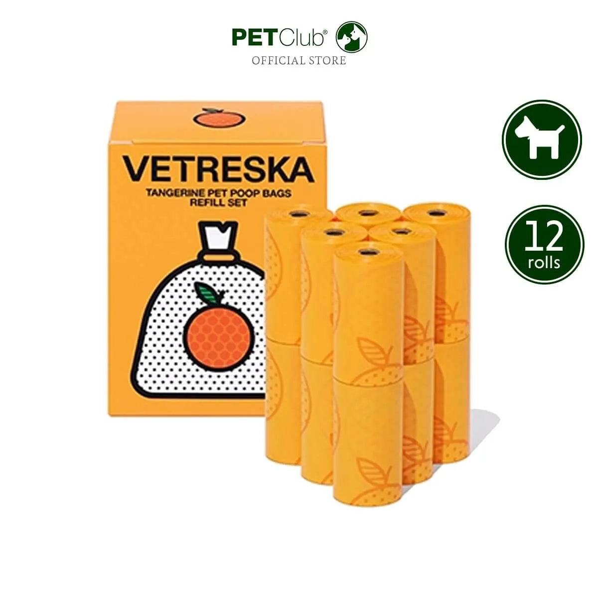 VETRESKA PET POOP BAGS REFILL SET (12 ROLLS)