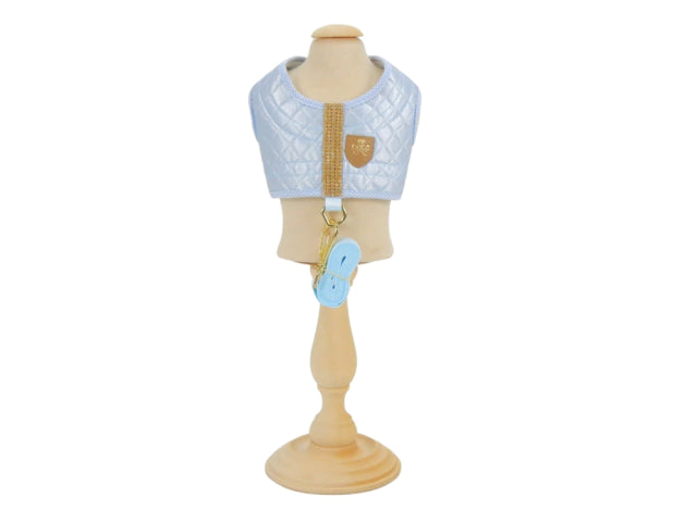 COLETE PEITORAL E GUIA PATA CHIC STRASS - AZUL