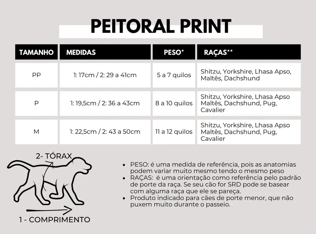 Peitoral Print + Guia - Teddy Rosa