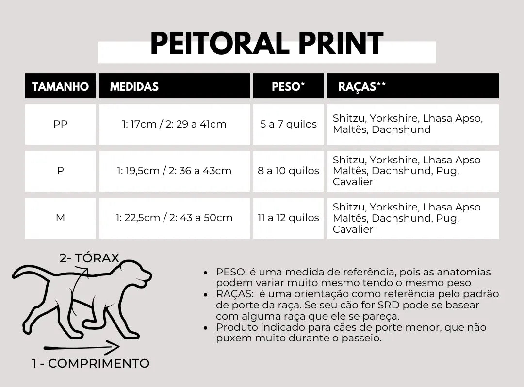 Peitoral Print + Guia - Teddy Rosa