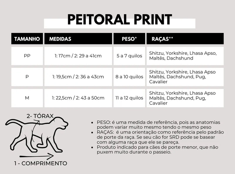 Peitoral Print + Guia - Teddy Marrom